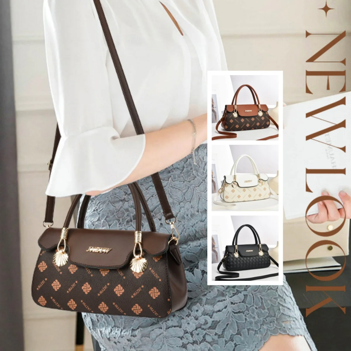 

Vintage Exquisite Letter-printed Women's Handbag Fashion Printed Casual Simple Handbag Women's Cross-body Bag