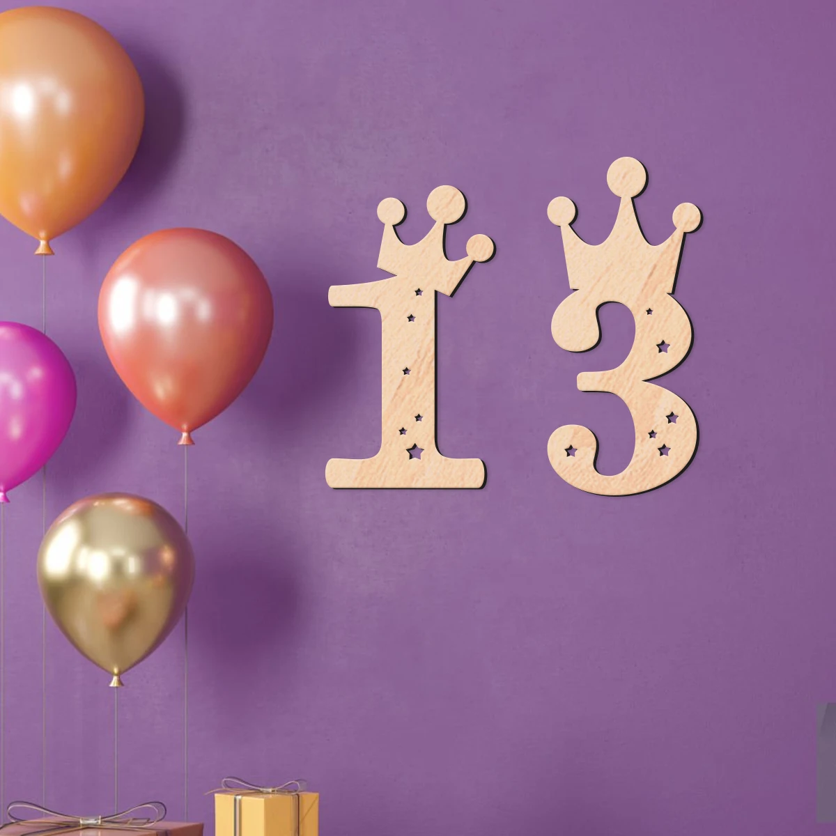 1pc Custom Crown Birthday Numbers Wooden Name Plaque, Party Nursery Kids Room Home Decor, Photo Props, Birthday Anniversary Gift