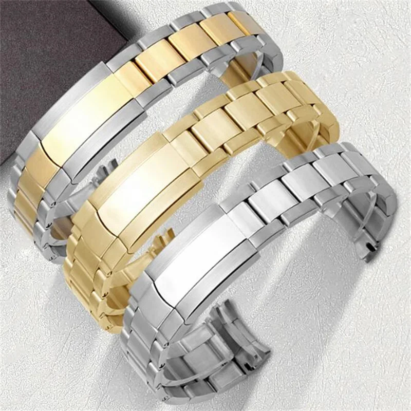 Superior 316L stainless steel watchband 20mm 21mm silver gold solid screw links bracelet fit for RX Oyster Perpetual Date Watch