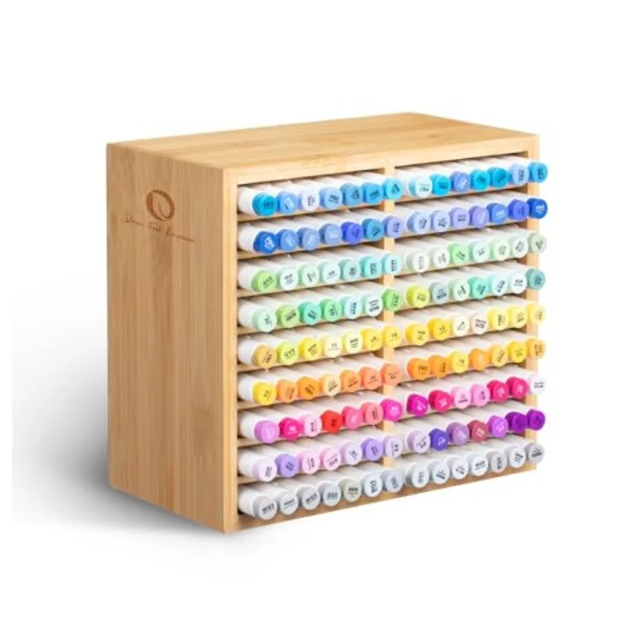 

Bamboo Marker Organizer, Wooden Desktop Storage Hold 126 Markers, Pens, Pencils, Art Brushes Stationary Organizer Pencil Holder