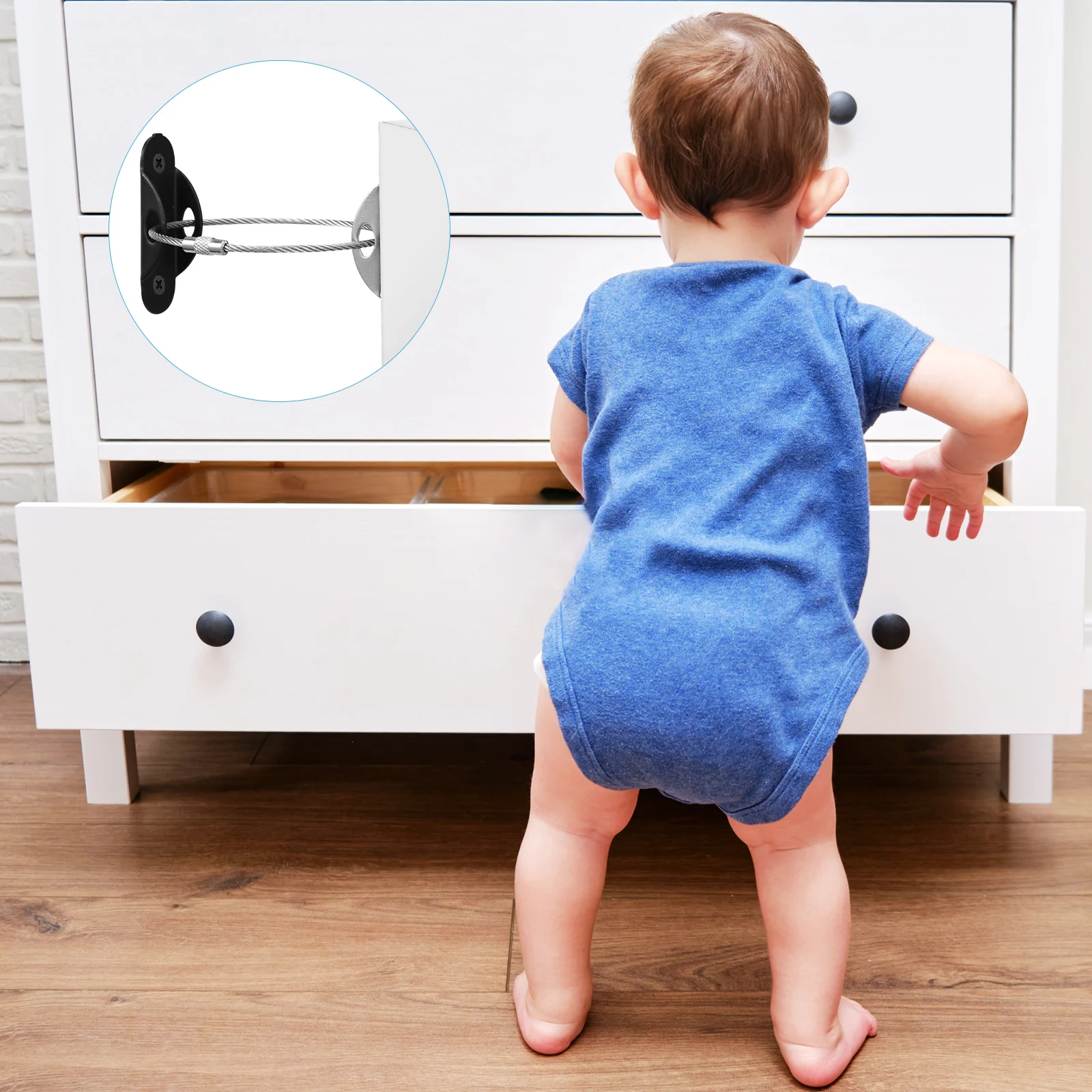 

2 pcs Furniture Safety Straps Stainless Steel Dresser Wall Anchors Child Proof Baby Secure Wide Application Effective Protection