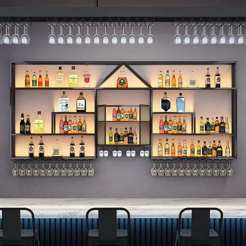 

Home Bar Nightclub Wine Cabinets Drinks Shelf Showcase Metal Alcohol Cabinets Storage Cellar Glas Vitrinenschrank Bar Furniture