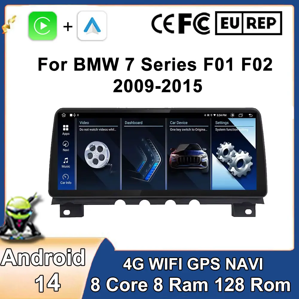 12.3 Inch Android 14 For BMW 7 Series F01 F02 2009-2015 CIC NBT Car Player Multimedia Navigation GPS4G Lte Wireless Carplay IPS