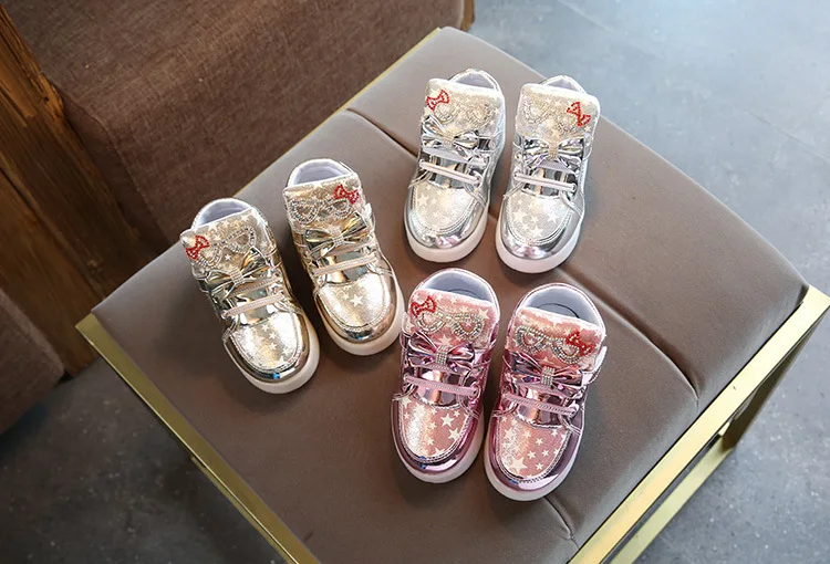 

Модная блестящая обувь для девочек, детская светящаяся обувь, весна и осень, Детские светодиодные кроссовки, Детские светящиеся ботинки