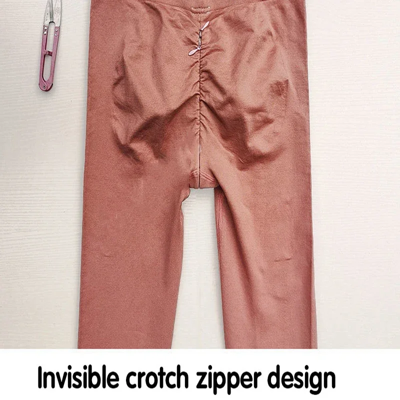 Invisible Zip Open Crotch Pants Peach Hip Yoga Leggings Women Outdoor Sex Trousers Tights Sexy Exotic Hotpants Peach Hip Push Up