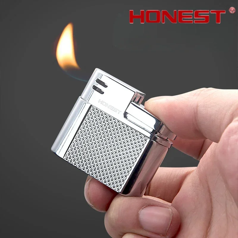 HONEST Vintage Slant Fire Pipe Lighter Compact and Portable Butane Inflatable Lighter Cigarette Accessories Men's Gift