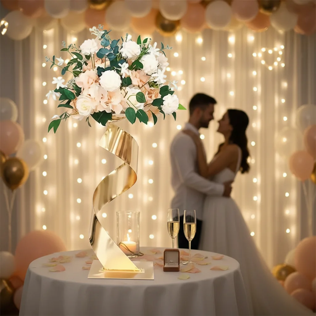 

Лидер продаж, 5 шт., гальваническая золотая спиральная подставка для цветов, свадебная арка, центральный декор для домашней атмосферы вечеринки