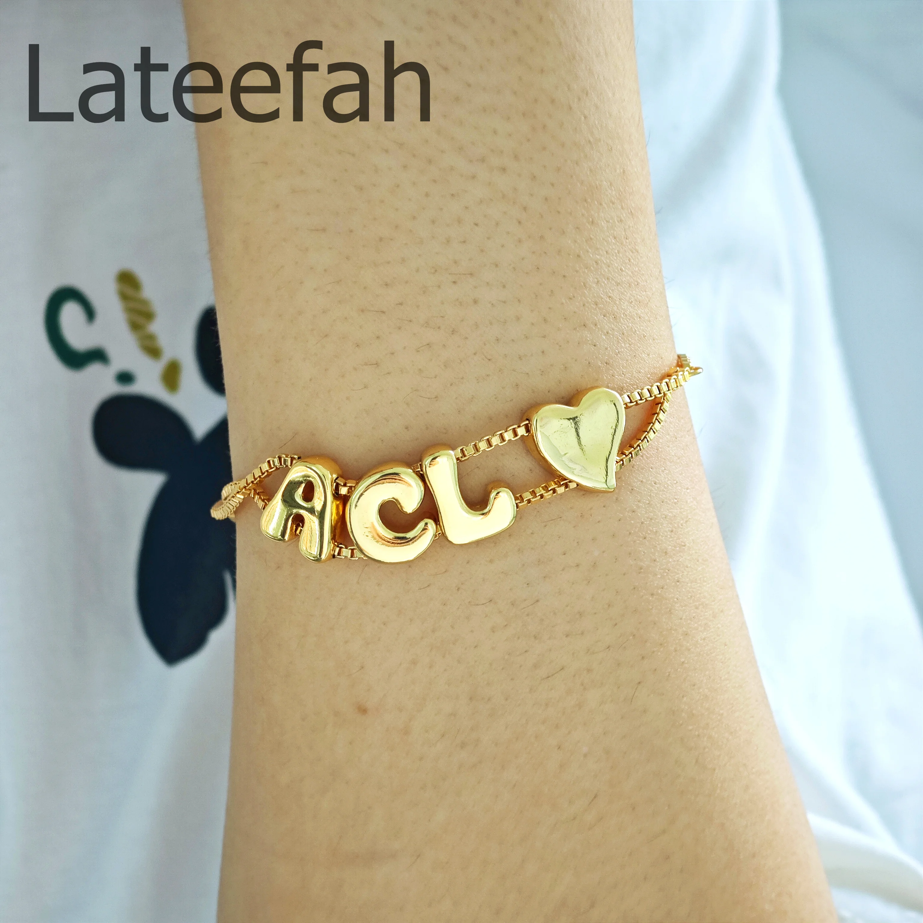 

Lateefah Hot Sale Big Bubble Sliding Alphabet Bracelet 26 English Capital Letters Self-creative DIY Jewellery