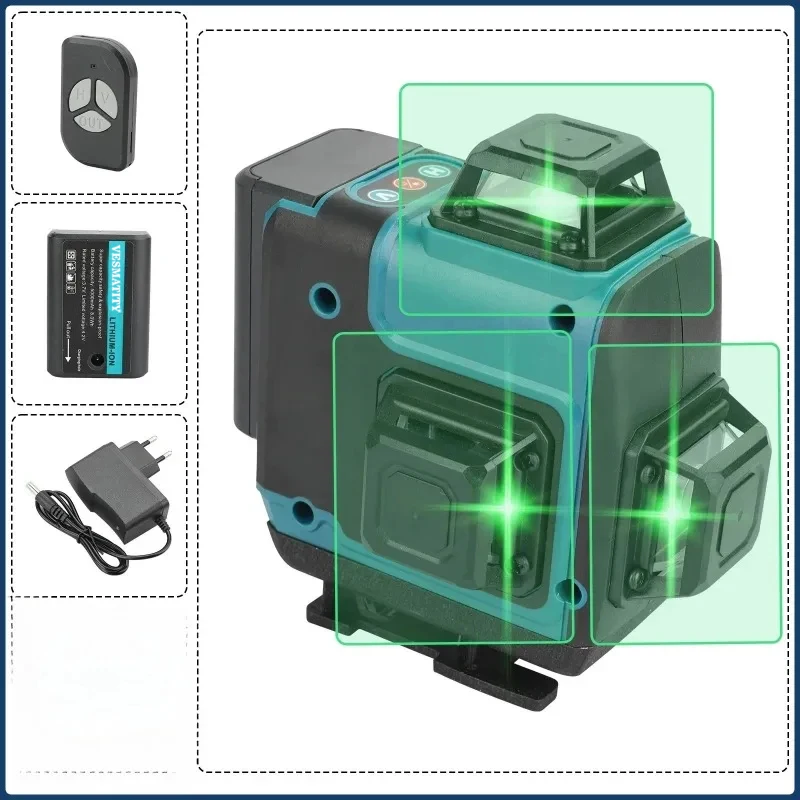 16‑Line Green Laser Level High‑Precision Self‑Leveling Tool Portable Wall‑Mount Laser Device for Construction Layout Projects