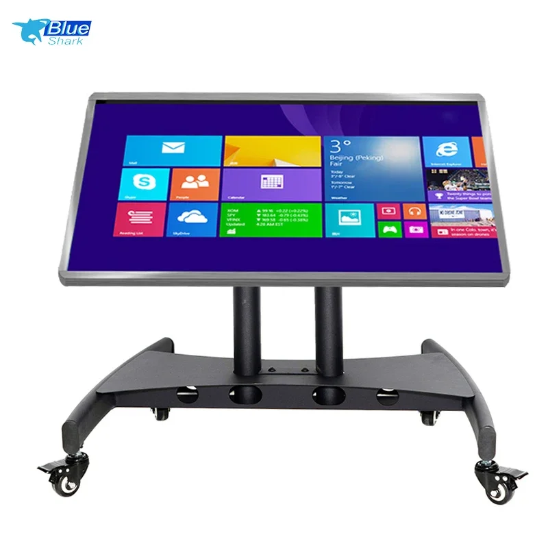 

2026 New 35 Degree Adjustable Viewing Angle Mobile TV Mount Stand/Low Height Monitor Cart With Wheels For 32-75 Inch Flat Curved