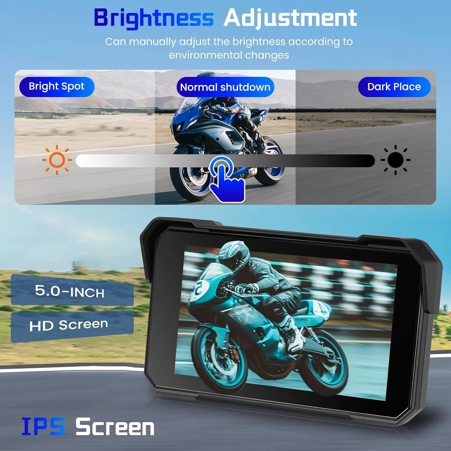 5 بوصة المحمولة دراجة نارية Carplay GPS الملاحة IPX7 شاشة مقاومة للماء واي فاي أندرويد السيارات الوسائط المتعددة الرقمية موتو لوحة القيادة #3