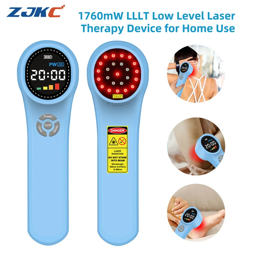 1760mW Cold Laser Red Infrared Light Therapy Low Level Laser Treament Device for Pain Relief Neck Shoulder 660nm 810nm 980nm