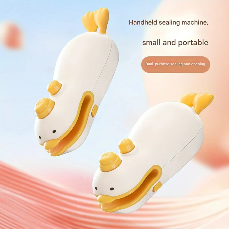 New Cute Duck Handheld Vacuum Sealer Rechargeable Magnetic Bag Sealer For Freshness Portable Easy Use Kitchen Gadget 2 in 1