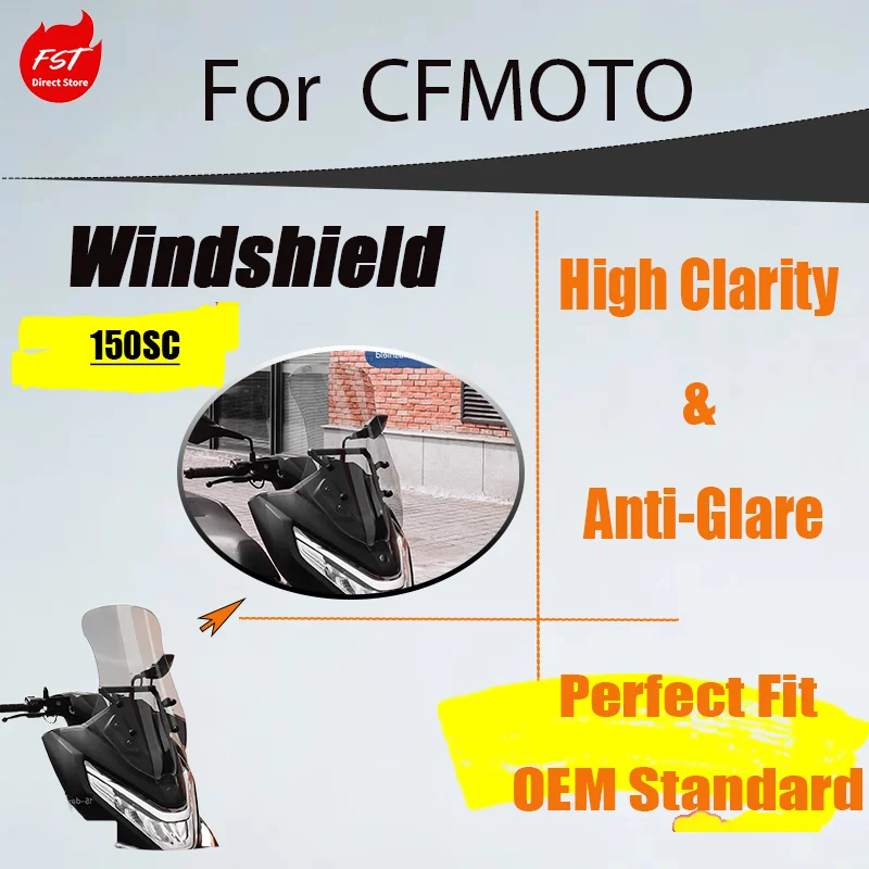 

Modified Heightened Windshield for CFMOTO 150SC No-Drill Installation Wind Visor - Motorcycle Accessories