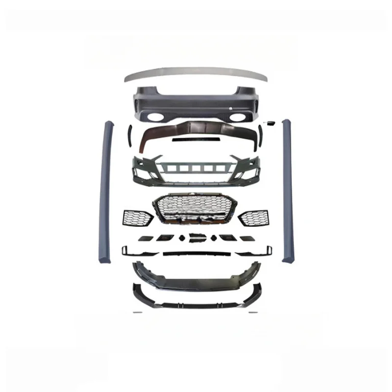 High Quality Body Kit Fit 2013-2016 A3 Upgrade to 2017-2019 RS3 Style, Includes Bumper Lip, Diffuser, Headlights & Taillights