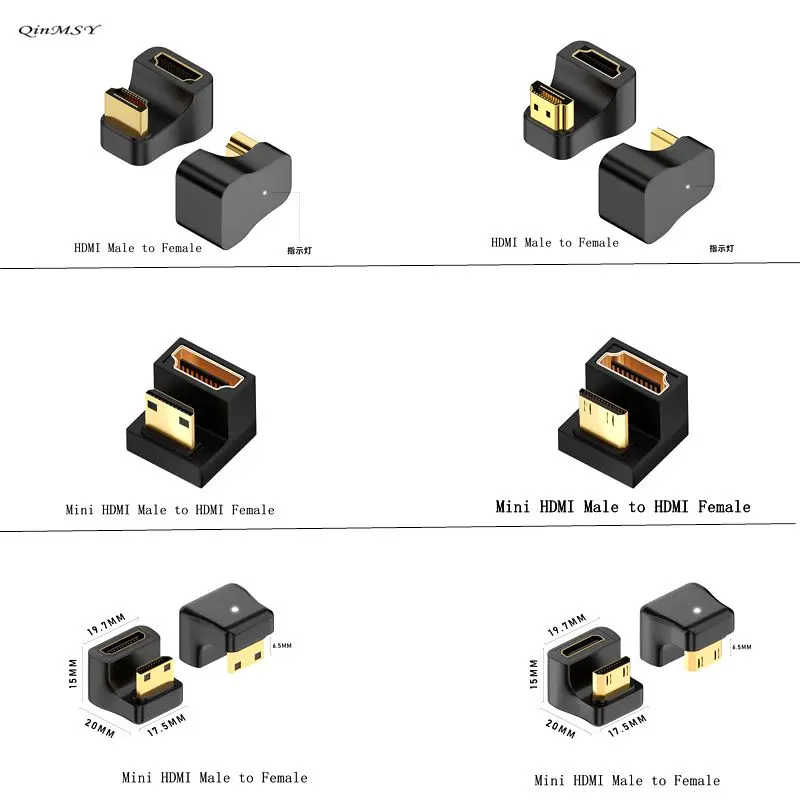 180 degree HDMI 2.1 8K@60Hz Converter U-Shape Male To Female Adapter for Monitor Display Laptop PS4/3 PC TV Projector Extender