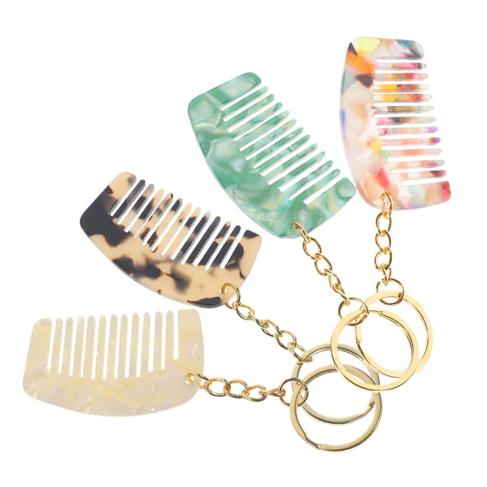 

4Pcs Keychain Comb Mini Portable Wide Tooth Comb for Wet Hair Travel Detangler Compact Hair Styling Tool Creative Keychain