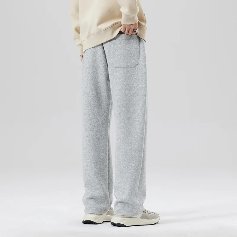 موضة ربيع وخريف 2025 سراويل رجالية غير رسمية عصرية مستقيمة واسعة الساق بسيطة بلون سادة سراويل محبوكة ملابس أساسية للرجال #2