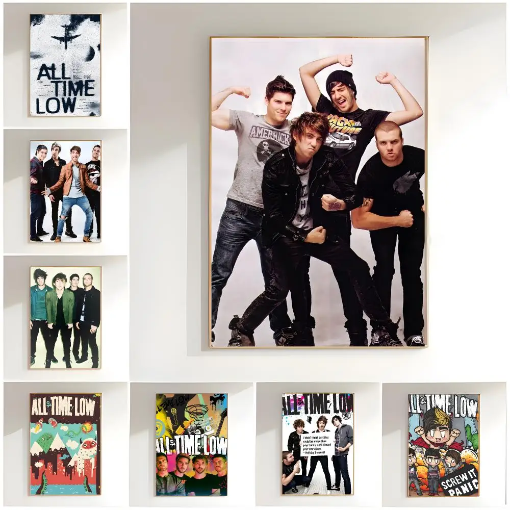 Pop Punk Energetic A-All Time Low Poster Classic Wall Art  Home Decor  Peel and Stick Unframed