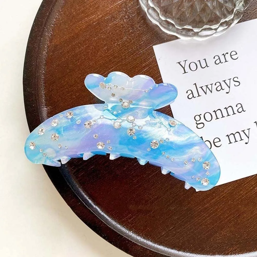 

Fish Tail Design Acetic Acid Shark Clip Korean Style Sparkling Gradient Hair Clip Ocean Series Headwear