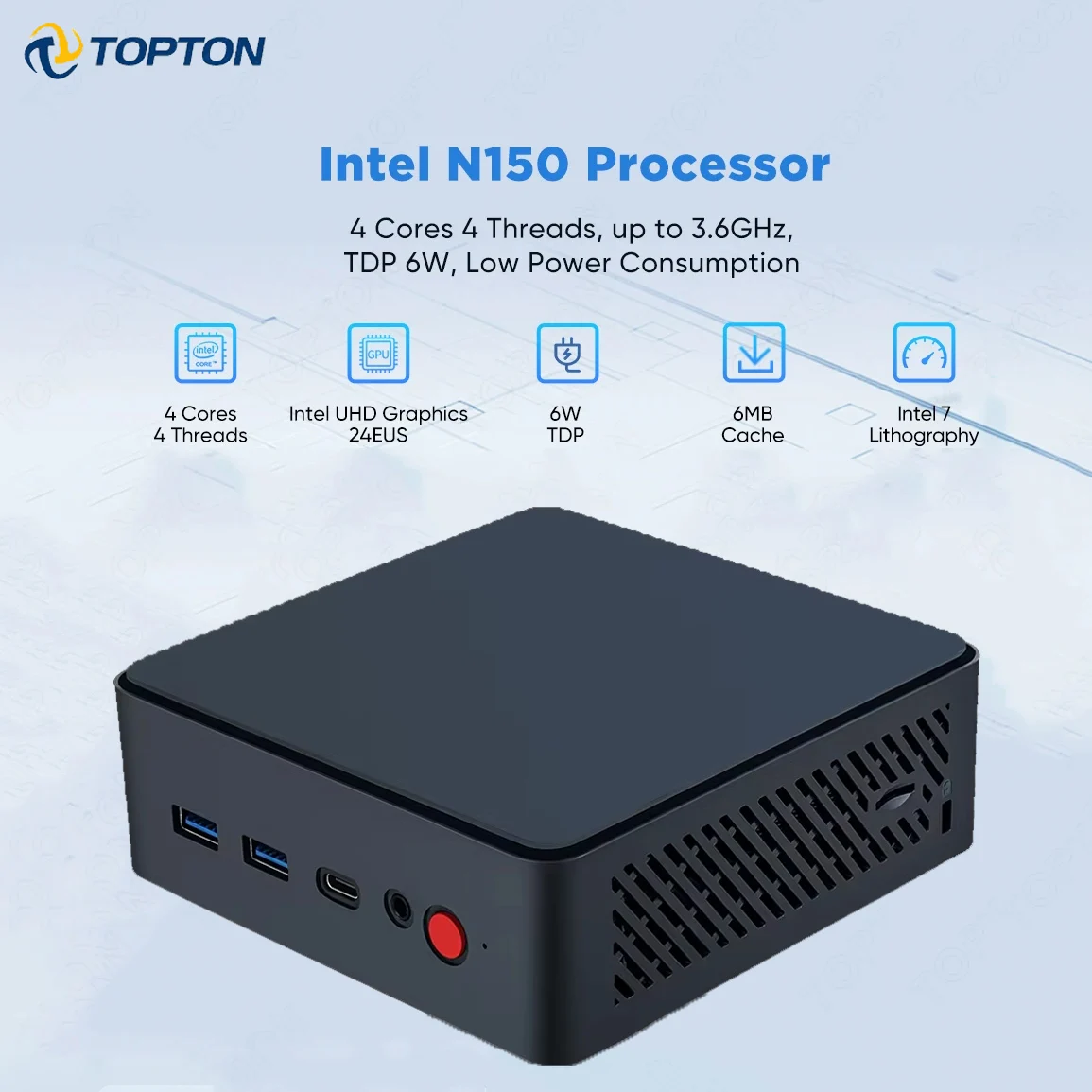 Topton Office Firewall Mini PC Intel N150  2*M.2 NVMe SSD 2*2.5G LAN i226 Slot DDR5 4800MHz Mini Computer NAS NUC Windows 11 WiF