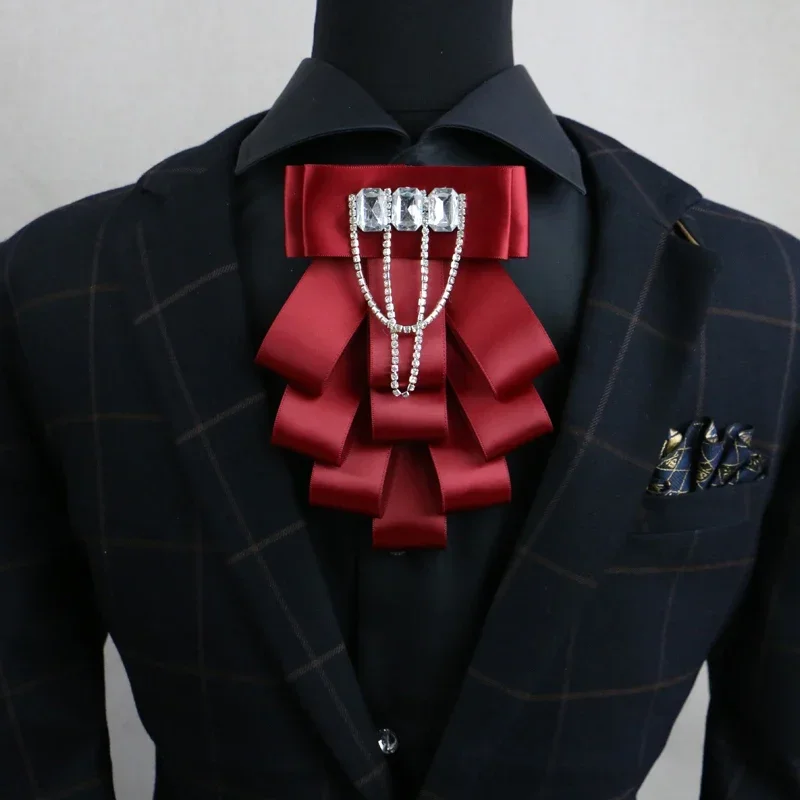 French Tassel Rhinestone Bow Tie Korean British Men's Banquet Host Suit Shirt Accessories Gifts Collar Flowers Wedding Bowties