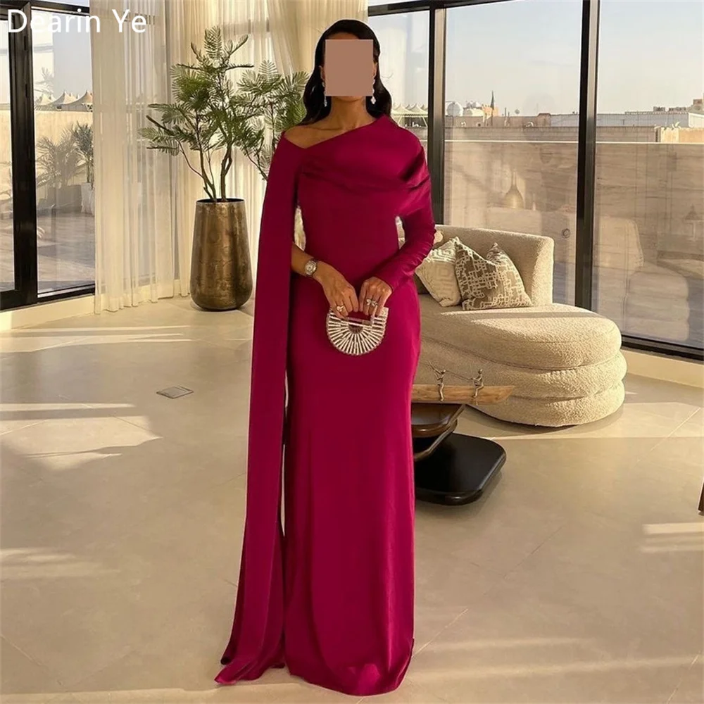 Customized Evening Gown Formal Dearin Asymmetrical Column Floor Length Skirts Draped Vertically Bespoke Occasion Dresses Saudi A