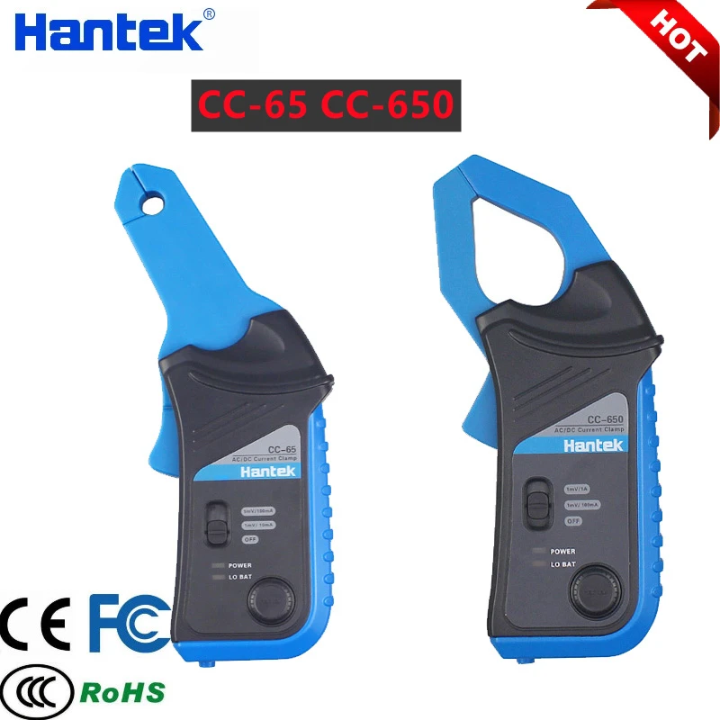 Hantek Oscilloscope CC65 CC650 CC800 AC/DC Current Clamp Probe 20KHz/400Hz Bandwidth 1mV/10mA 65A/650A with BNC Plug