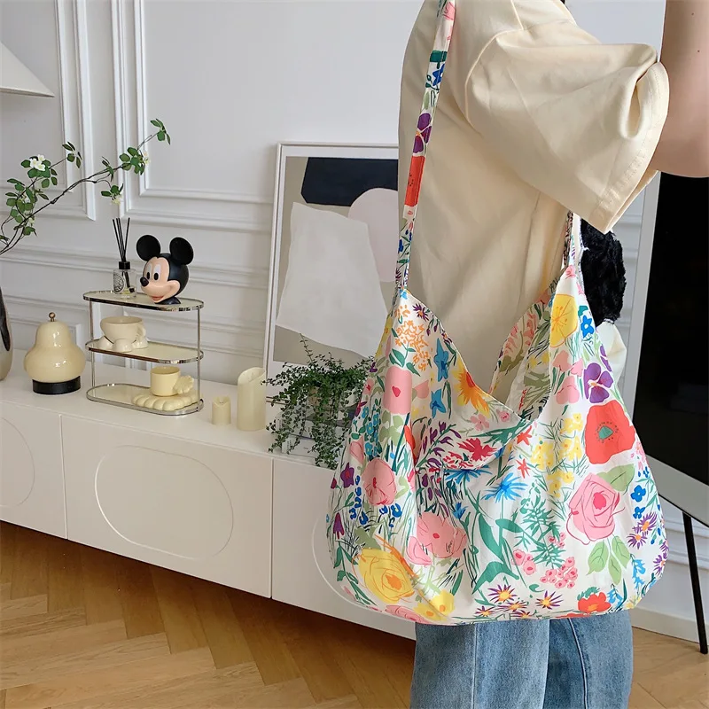 Summer Canvas Bag for Women Shopper Handbags Environmental Storage Reusable Canvas Shoulder Tote Bag school bags girl Gift