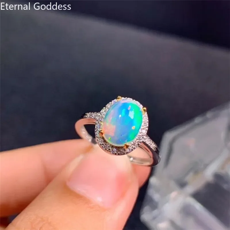 925 Silver Jewelry Classic Opal Silver Ring 7mm*9mm Natural Opal Opal Jewelry Silver Gemstone Ring rings for women