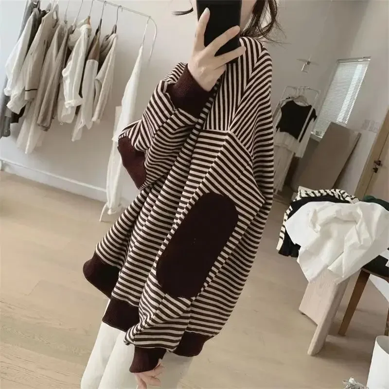 Female Top Spring and Autumn Women\'s Sweatshirts Striped Korean Pullovers Xxl Long Sleeve High Quality Youthful Clothes M New In