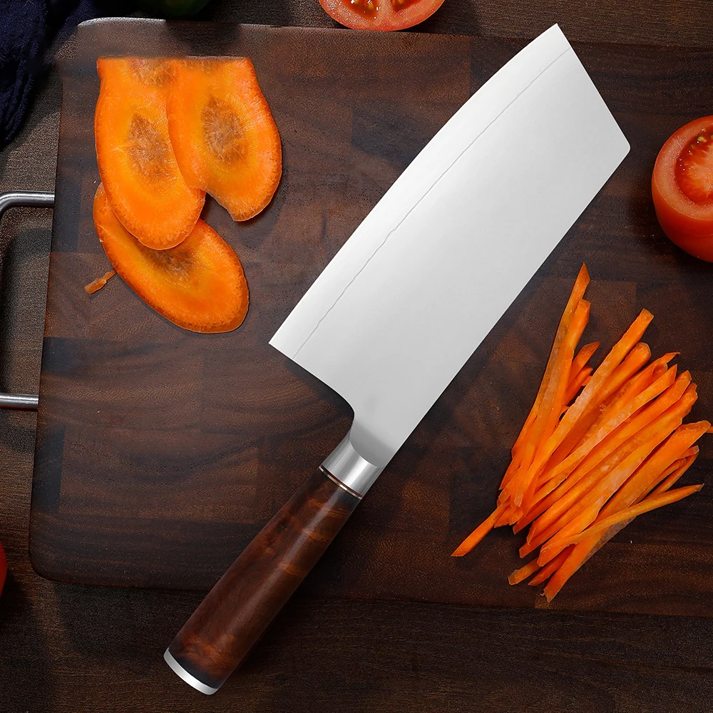 

7 Inch Slicing Knife Welding N690Co Powder Steel Blade Wood Handle Chef Cutting Vegetables Cleaver Meat Handmade Kitchen Knife