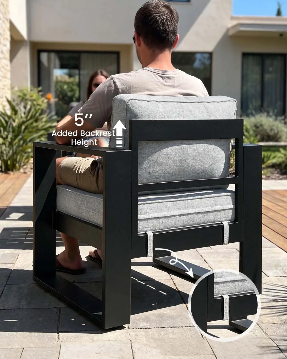 Aluminum Patio Furniture 4pc Modern Sofa Set with Coffee Table & Washable Cushions for Outdoor Porch Deck, Customized