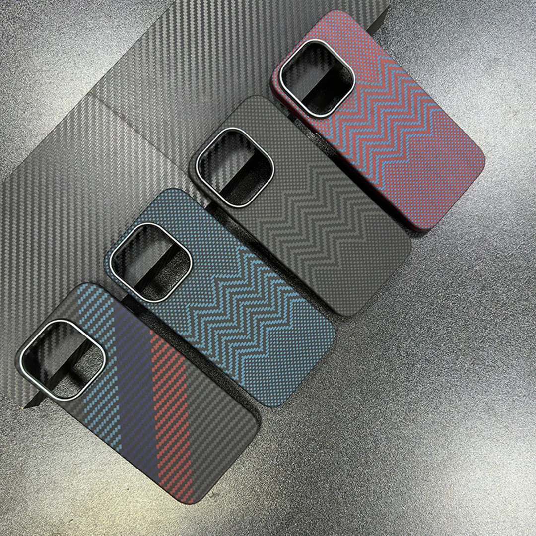 Real Carbon Fiber Phone Cases for iPhone 15 Pro Max Aramid Fiber Shockproof Ultra Thin Float Weaving process Ultra Thin Case