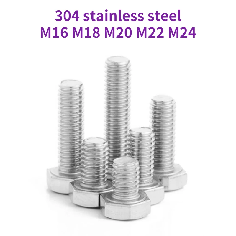 

1Pc M16 M18 M20 M22 M24 M24 External Hex Hexagon Head Screws with Full Thread 304 Stainless Steel Hexagon Head Bolt DIN933