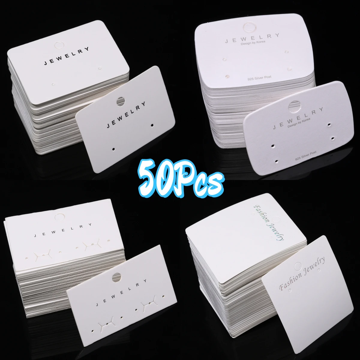 50pcs/lot 6x9cm White Cardboard Paper Earring Display Cards Earring Package Hang Tag Card for DIY Ear Studs Jewelry Display Card
