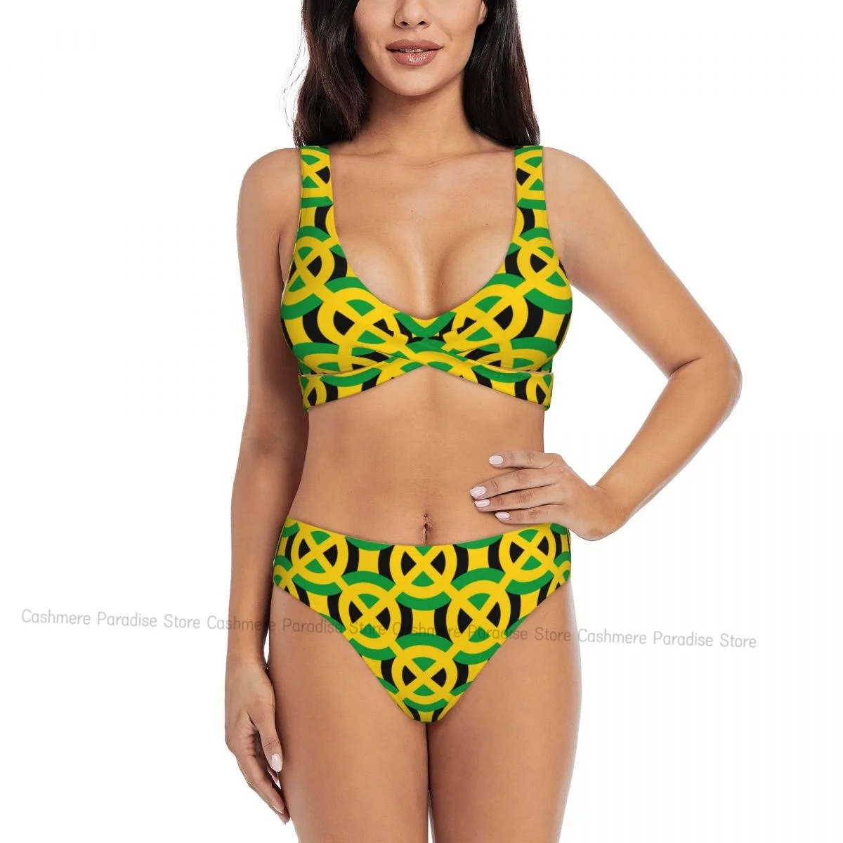De push-up Jamaica vlag sexy bikini dames badmode vrouwelijk badpak zwemmen baden