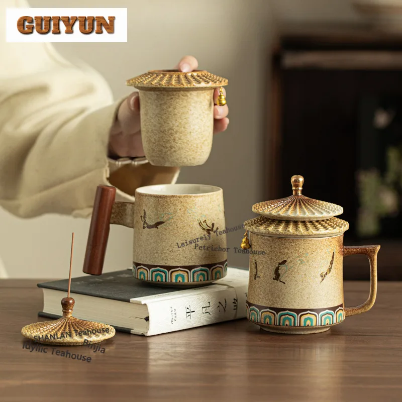 

Dunhuang Apsaras Cultural And Creative Filter Tea Separator Cup Zen Tea Mug With Infuser Tea Maker Office Water Cup Drinkware