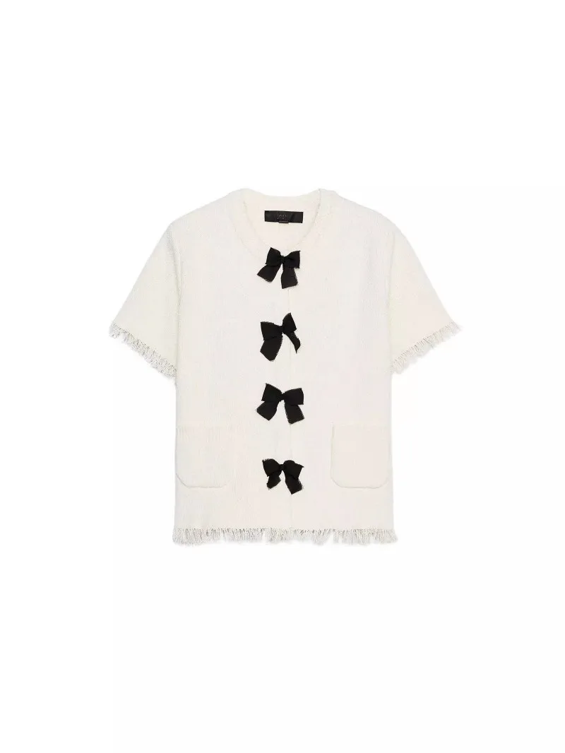 ربيع وصيف جديد وصول المرأة محبوك ort Sve معطف عقدة مزين الحلو Sle فضفاضة تناسب ألياف البوليستر