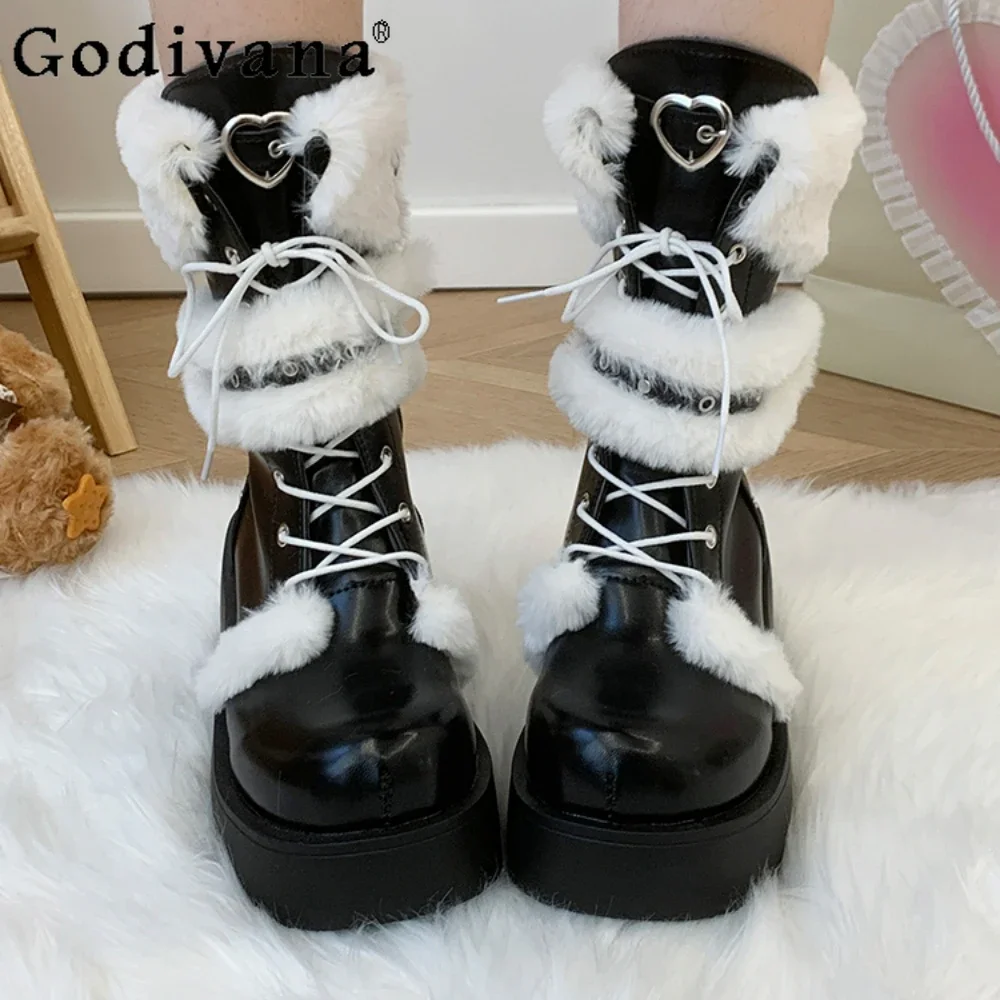 

Snow Boots Women's Winter 2024 New Plush Thickened Fluffy Black Long Boots Leather Waterproof Shoes