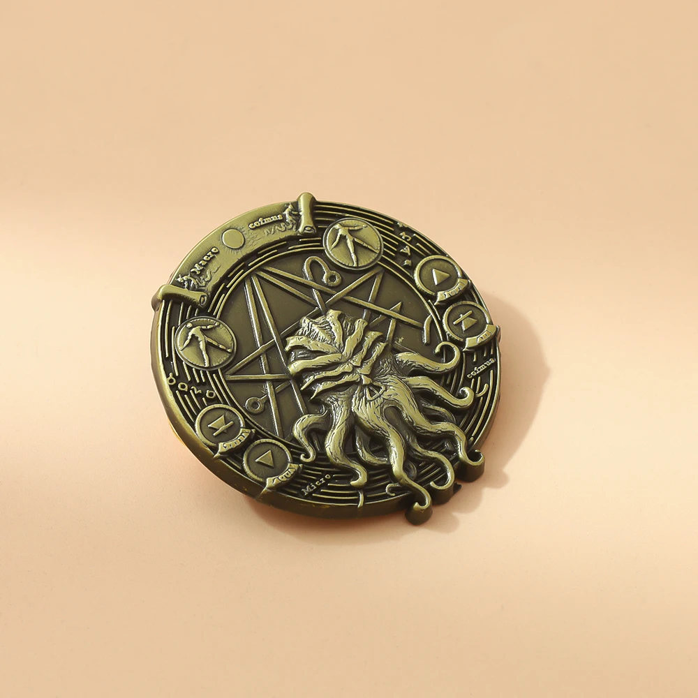 Demônio cthulhu broche pinos estrela de cinco pontas emblema livro da alma morta impressão emblemas liga de metal cosplay lapela pino acessório presente