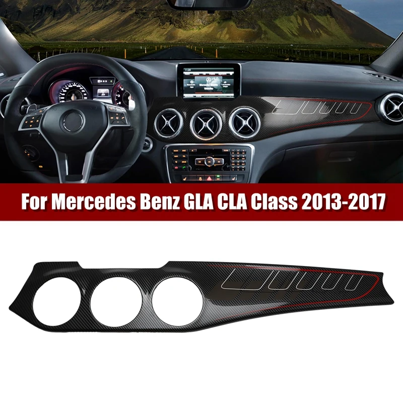 Dashboard Console Panel Trim Central Console Panel Instrument Strip Cover Carbon Fiber For Mercedes Benz GLA CLA Class 2013-2017