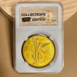 1921 Mexican Angel 50 Peso Golden Commemorative Coins 1821-1921 Relief Craft Collection Home Creative Decoration