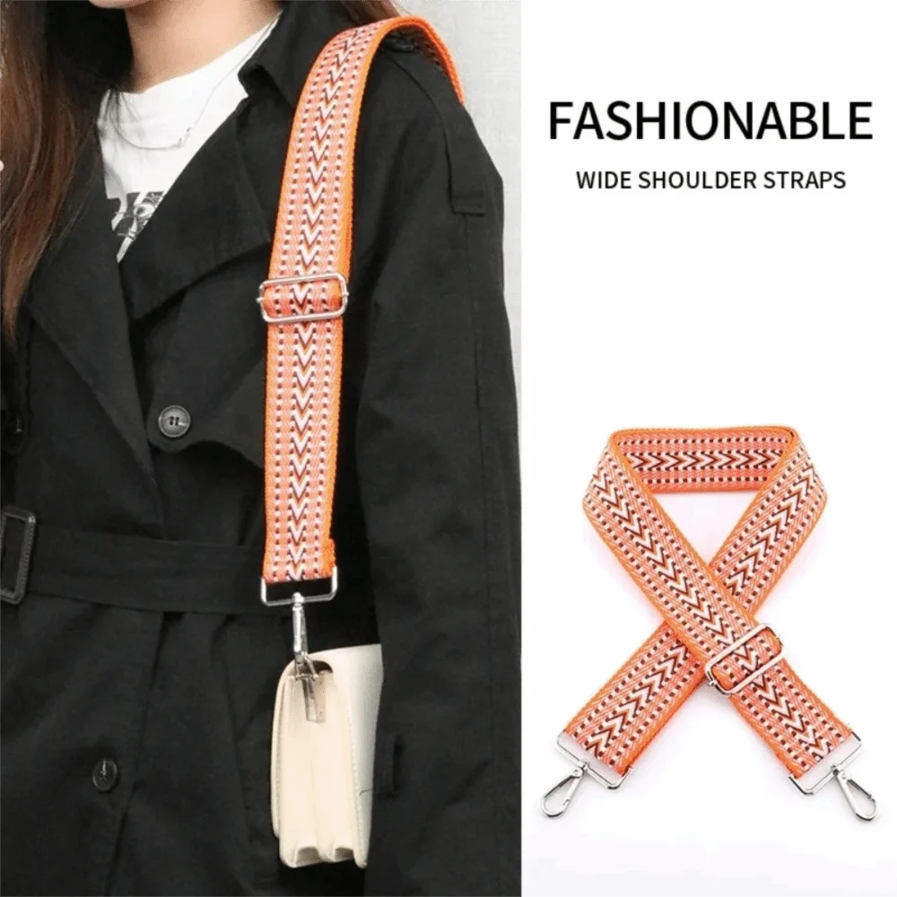 Polyester Bag Shoulder Strap Jacquard Craft 5cm Width Crossbody Belt Adjustable Ethnic Pattern Wide Bag Sling