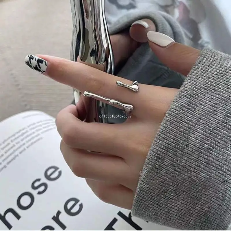 Chunky Vintage Silver Stackable Knuckles Rings Finger Rings Neutral Retro Ring Y2K Knuckles Rings for Women Girls Dropship