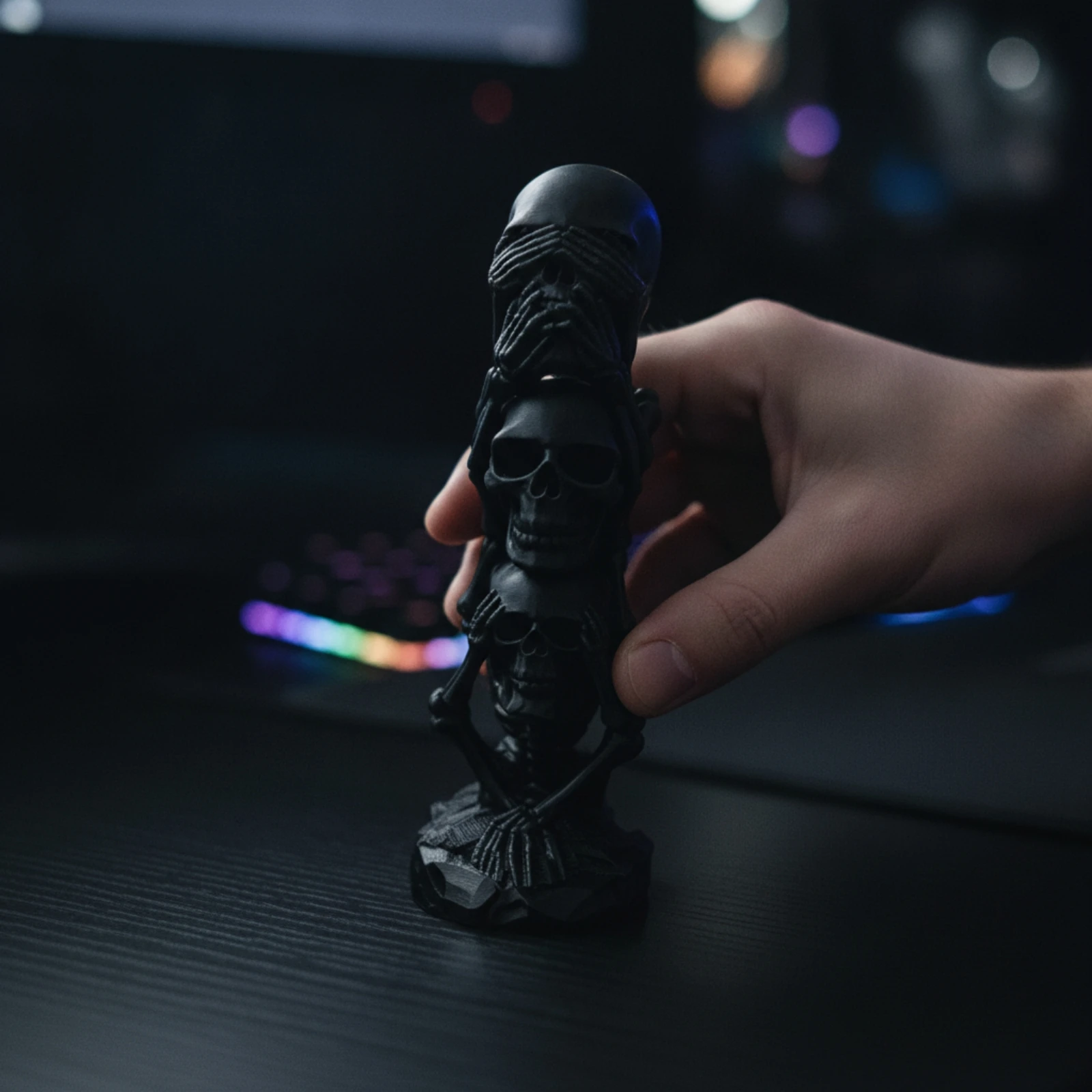Stacked Skull Sculpture 3D-Printed Skull Sculpture Skeleton Ornament Gothic Skeleton Figurine Spooky for Goths, Desk, Shelf view 5