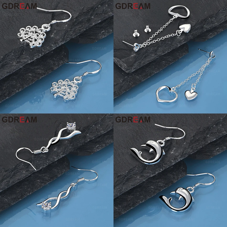 

GDREAM 925 Sterling Silver Solid Hollow Double Heart Earrings Women'S Charm Accessories Temperament Gift Jewelry