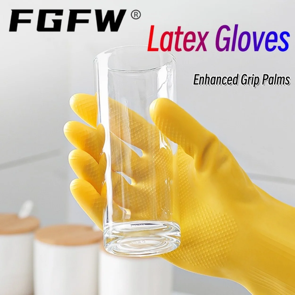 قفازات مطاطية منزلية، متينة ومرنة لتنظيف غسل الأطباق، قبضة مضادة للانزلاق، مقاومة للماء، مريحة مناسبة للرجال والنساء S/M/L #3