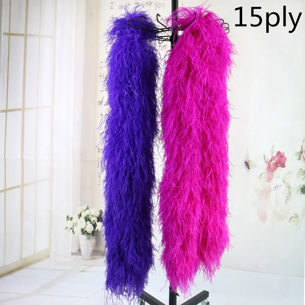 2 Meters/Lot Ostrich Feather Boa Shawl Vintage Fluffy Ostrich Shawl for Wedding Dress Dcoration 6/10/15 Layers Plume Scarf