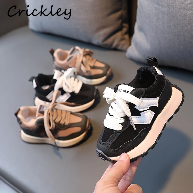 Spring Autumn Child\'s Kids Sport Shoes Patchwork PU Running Shoes For Toddlers Boys Girls Non Slip Hook Loop Children Sneakers